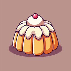 Bundt Cake Cartoon Vector Icon Illustration. Food Icon Concept Isolated Premium Vector. Flat Cartoon Style