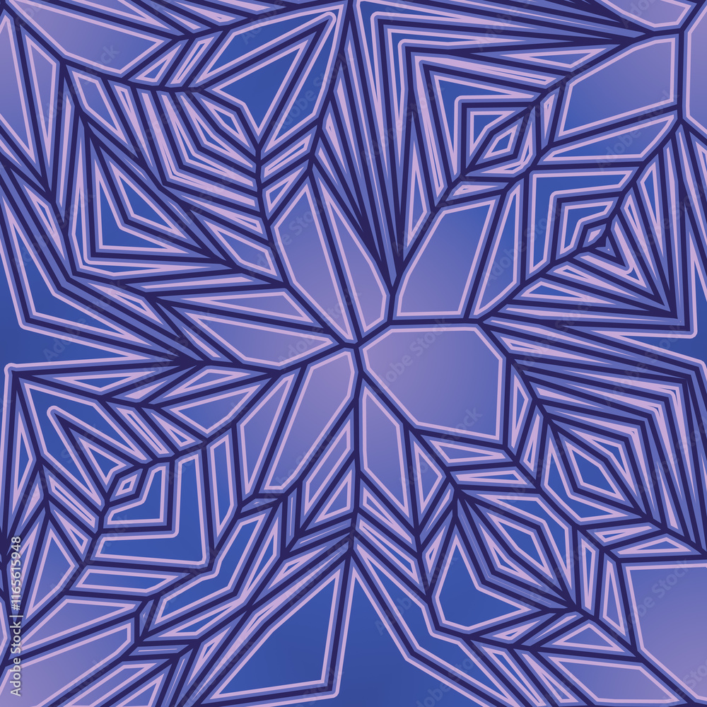 Poster Digital illustration of colorful mosaic tile with glowing outlines unique and visually appealing design. 3d rendering