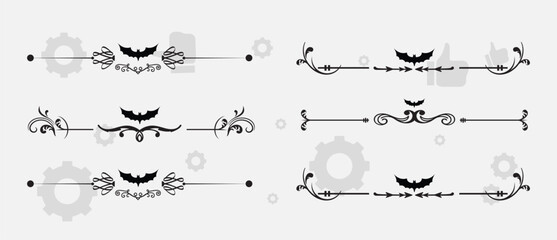 Obraz premium Hand drawn Eastern Islamic flower ornament text dividers, flourishes and laurel vector design elements set for decoration