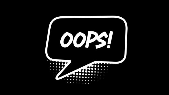 Comic speech bubbles with halftone shadows in pop art style graphic animation. Alpha channel. Transparent background motion design. 4K resolution