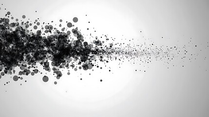 Abstract grayscale image of dispersed particles forming a wave