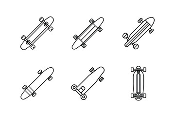 longboard line art vector illustration