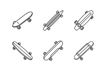 longboard icon line art vector illustration