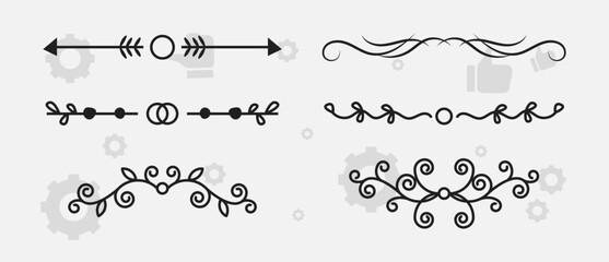 Obraz premium collection of hand-sketched elements - florals, calligraphic elements, arrows, ampersands and catchwords, bursting rays, wreaths and much more