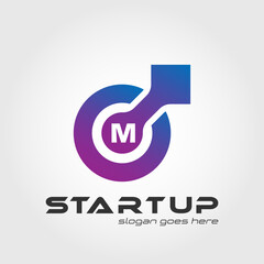 Techno logo blended with initial letter M