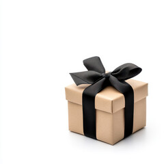 Obraz premium beautifully wrapped gift box with black ribbon bow, perfect for celebrations