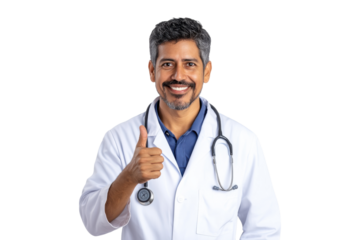 PNG smiling doctor giving thumbs up isolated on a transparent background