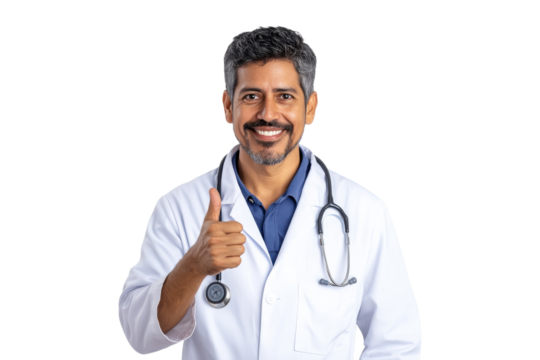 PNG smiling doctor giving thumbs up isolated on a transparent background