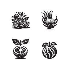 Fruit Icon Set Vector Art & Illustration