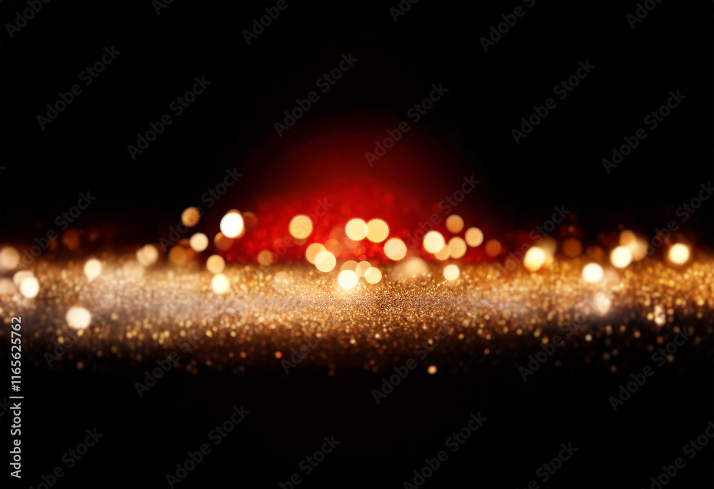 Aufkleber glowing gold and red bokeh lights sparkle on a dark background, creating a festive and luxurious fee