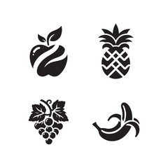 Fruit Icon Set Vector Art & Illustration