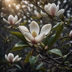 A delicate magnolia bloom with a Union cap resting nearby.