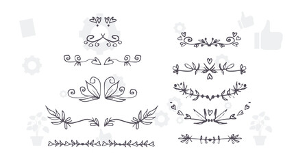 border frame floral decoration design illustration vector divider flourish ornament ornate vintage flower element swirl text wedding decorative doodle invitation