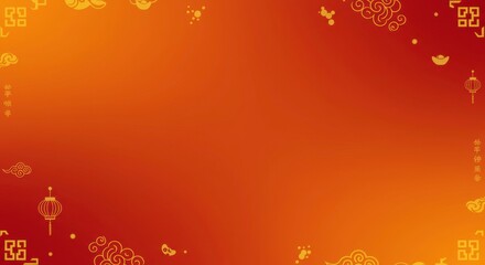 Chinese New Year Background: A festive and vibrant backdrop for your celebrations, with subtle red and orange hues and delicate golden Chinese New Year symbols. Perfect for greetings, invitations.