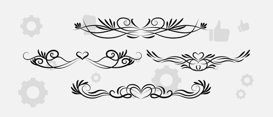 border frame floral decoration design illustration vector divider flourish ornament ornate vintage flower element swirl text wedding decorative doodle invitation