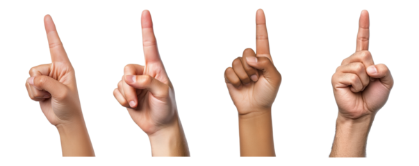 Hands pointing upward collection isolated on a transparent background