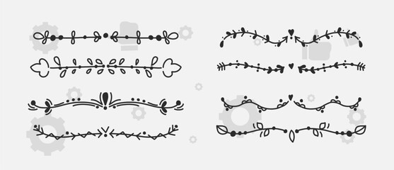 border frame floral decoration design illustration vector divider flourish ornament ornate vintage flower element swirl text wedding decorative doodle invitation