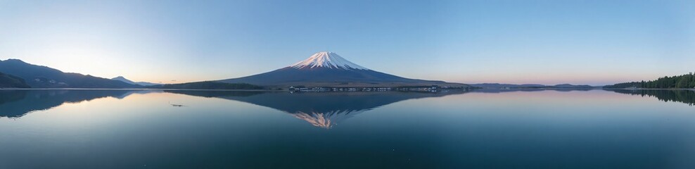 360 degree image, Mount Fuji Reflection. HDRI spherical panorama.