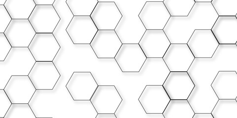Abstract hexagon white background with shadow .white background Futuristic blue neon honeycombs. Modern technology design. Vector illustration.