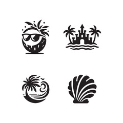 Summer Icon Set Silhouette Vector Illustration