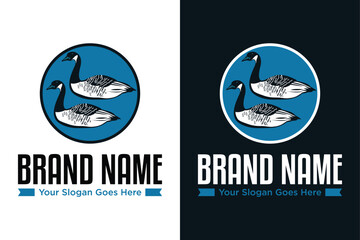 simple modern 2 two Duck Swimming On The Lake illustrator vector logo design