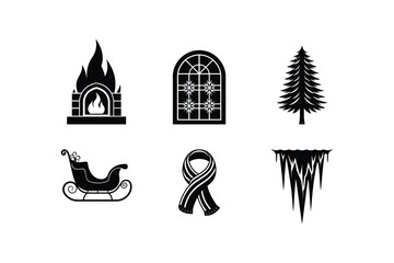 Winter Icon Set Vector Illustration