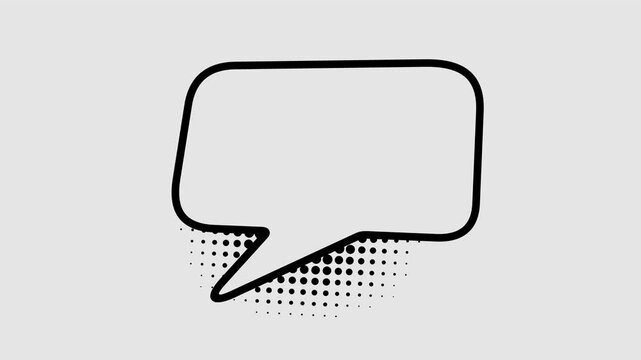 Comic speech bubbles with halftone shadows in pop art style graphic animation. Alpha channel. Transparent background motion design. 4K resolution