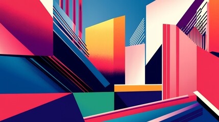 Abstract Cityscape Vivid Geometric Design