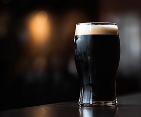 glass of stout on the table