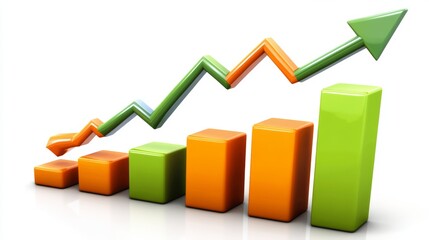 Colorful Growth Chart on White Background, Business Success and Growth Concept Illustration.