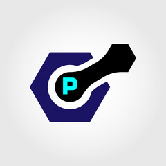 Techno start up combined with initial letter P logo template