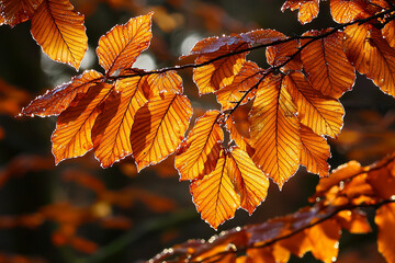 Fototapeta premium Leaves shimmer with dewdrops under sunlight