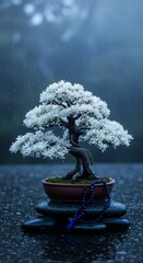 Bonsai on spa with spa stones, beautiful Zen ambience