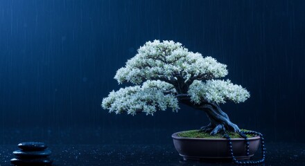 Bonsai on spa with spa stones, beautiful Zen ambience