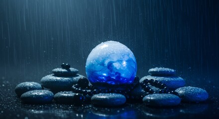 Bonsai on spa with spa stones, beautiful Zen ambience