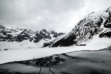 Frozen Lake Morskie Oko or Sea Eye Lake in Poland at Winter. © Roxana
