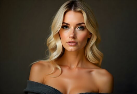 Portrait of a stunning buxom blonde beauty woman
