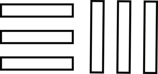 Hamburger web and mobile app menu icons, vector buttons collection isolated on transparent background for website UI navigation. for home or drop list and application drawer or more menu bars.