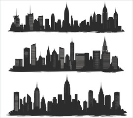 City skyline silhouette vector. Modern city skyline vector silhouettes design. Abstract cityscape silhouette design. Silhouette of urban city skyline 
