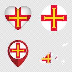 Guernsey Flag Icons Pack. Vector illustration.