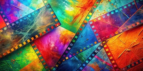 Fototapeta premium Abstract Colorful Film Negative Collage with Vivid Hues and Textured Surfaces