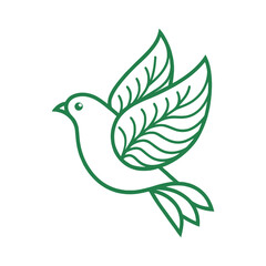Minimalistic Green Bird Icon for Nature Branding