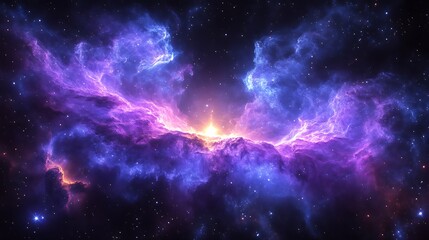 Fototapeta premium Cosmic Nebula with Vibrant Purple and Blue Hues