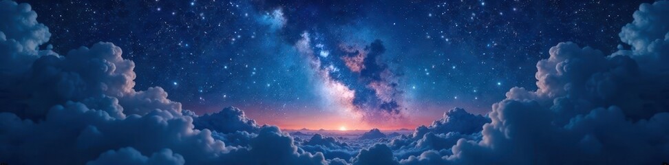Fototapeta premium Dark, swirling clouds under a vast, star-studded sky, clouds, atmospheric, high above