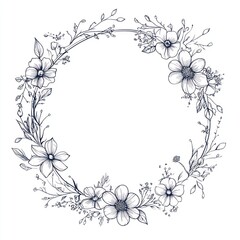 Elegant Floral Wreath Design Botanical Illustration