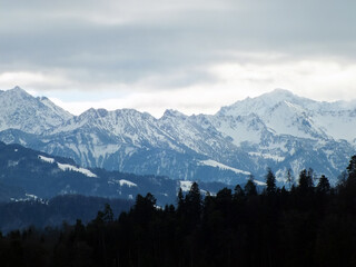 mountains in the snow