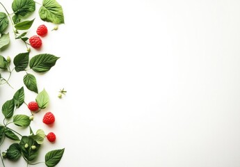 Photo of fresh raspberries on a white background