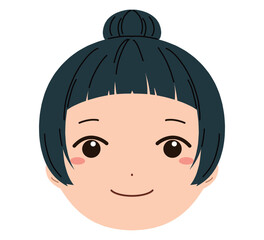 女の子の顔のアイコンイラスト