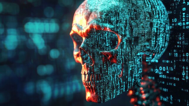 Cyber Skull: Digital Threat, Code and Danger
