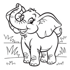 an elephant with flowers and grass
